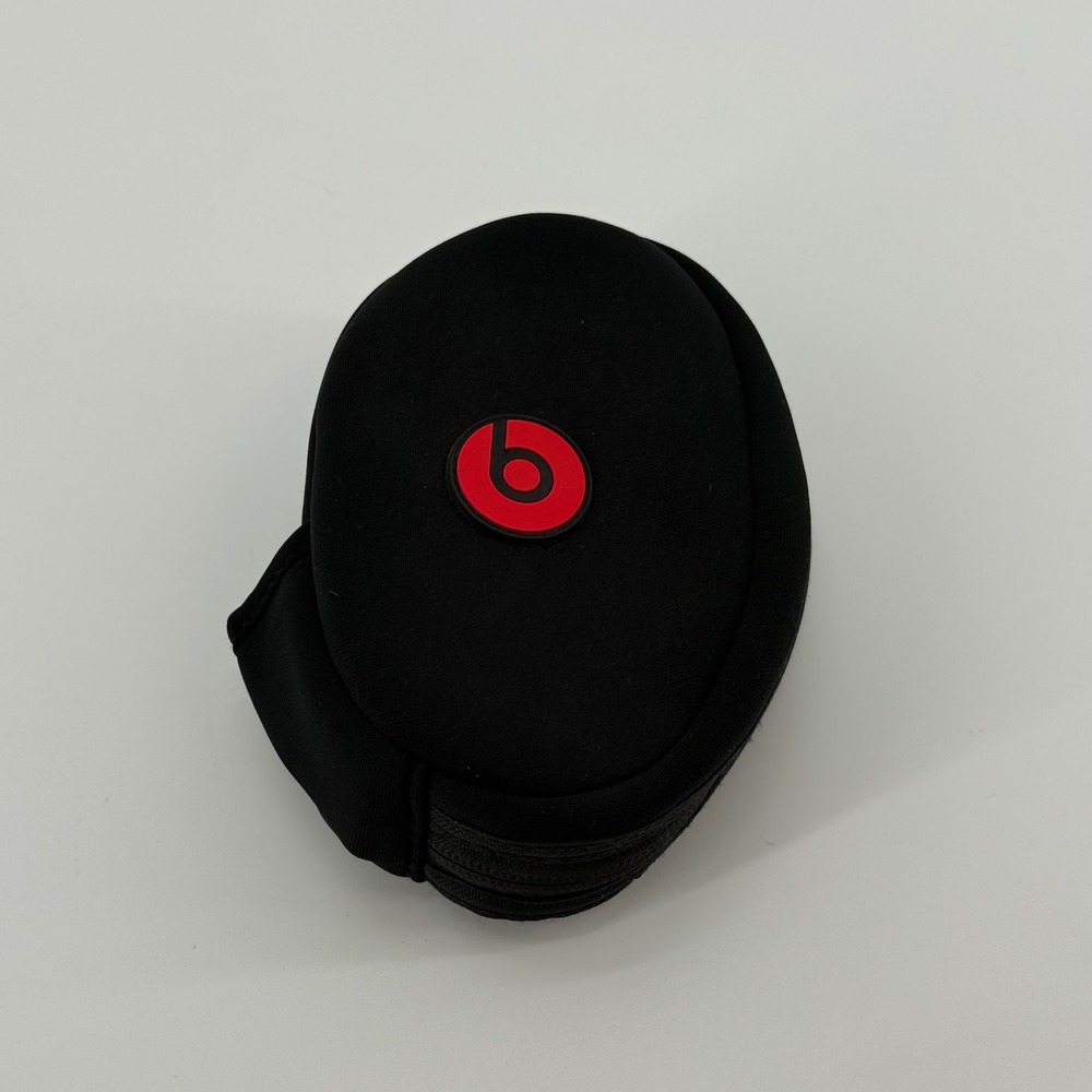 Beats Black Neoprene Headphone Case Protective Pouch‎ Red Logo Zipper